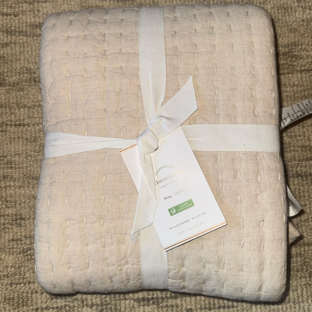 Pottery Barn King Flax Pickstitch Sham